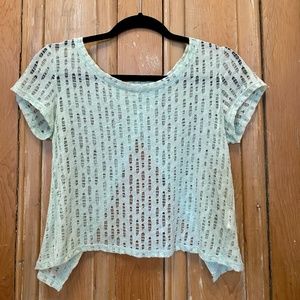 Silence and Noise Eyelet Keyhole Crop Top - Mint